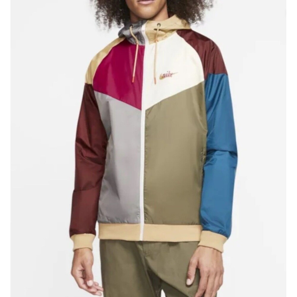 Nike Vintage Rare Windrunner Jacket Multicolor Nylon Glanz White Blue Yellow L